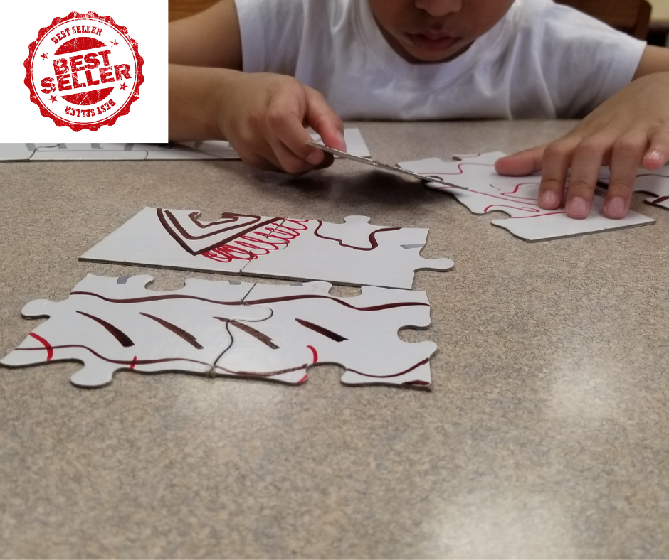 kid playing with puzzle